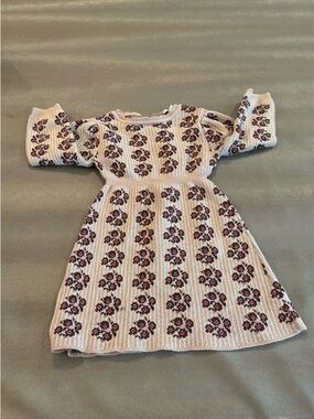 Bebe Organic  Cream Knit Dress with Burgundy Floral Print. Size 2